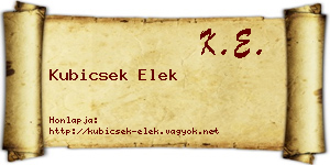 Kubicsek Elek névjegykártya